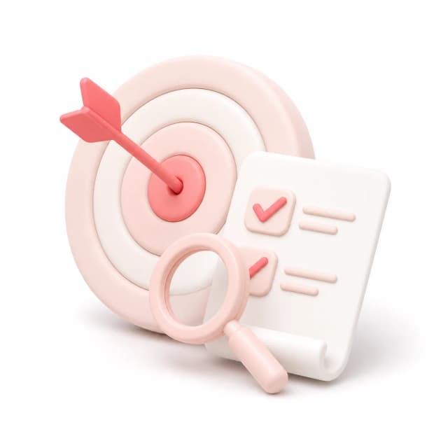 가치 확인을 표현한 과녁과 체크리스트 일러스트